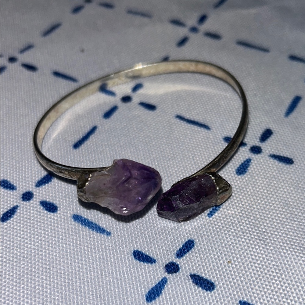 Silver and Purple Stone Bracelet